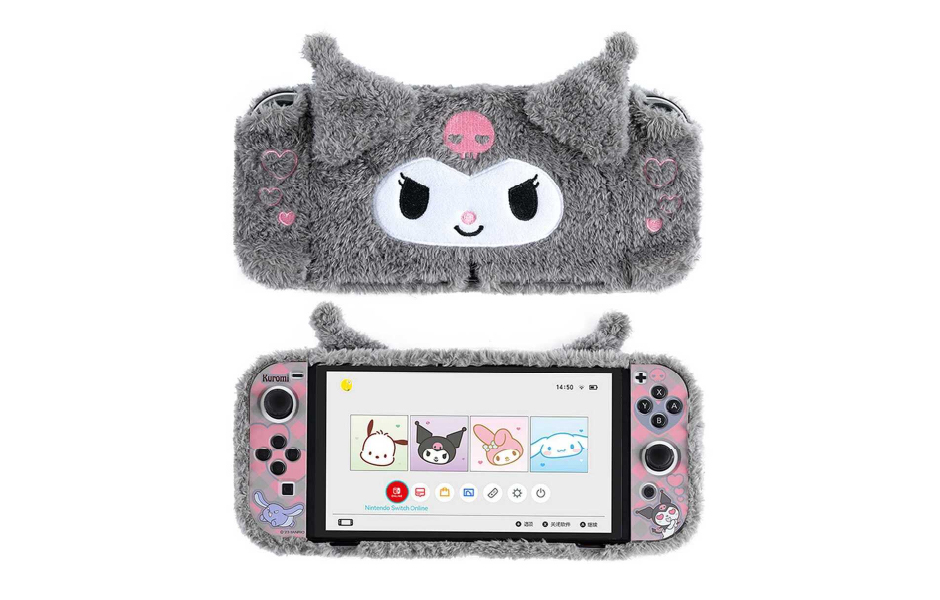 GeekShare Plush Kuromi Protective Case Set with Stand for Switch OLED